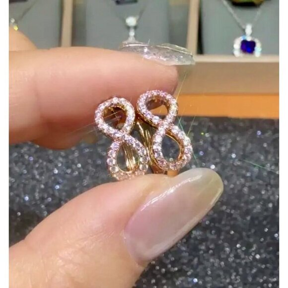 Gold Infinity Loop Earrings - Picture 3 of 4